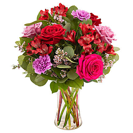 Classic Assorted Flowers Vase Arrangement:Father