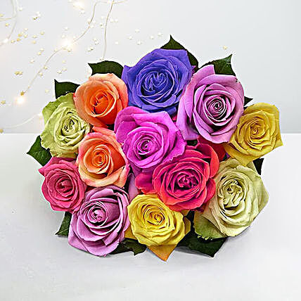 Vibrant 12 Mixed Roses Bouquet