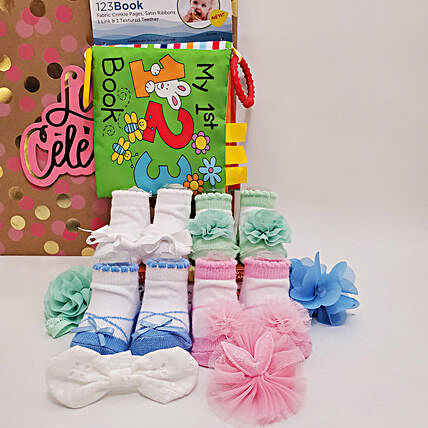 Crinke Page Book And Booties Baby Girl Gift Set:Newborn Baby Gifts to USA
