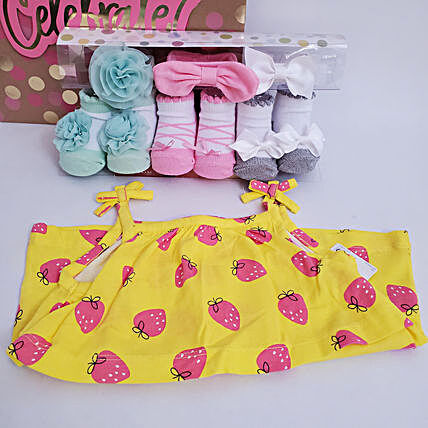 Tunic Top And Booties Baby Girl Gift Set:Newborn Baby Gifts to USA