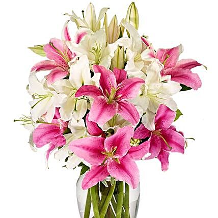 Exotic Mixed Lilies Vase:Send Mixed Flowers to USA