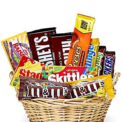 Chocolate And Candy Basket:Send Kiss Day Gifts to USA
