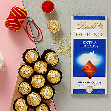 Happy Bhai Dooj Ferrero Rocher And Lint Combo:Send Bhai-Dooj Chocolates to USA