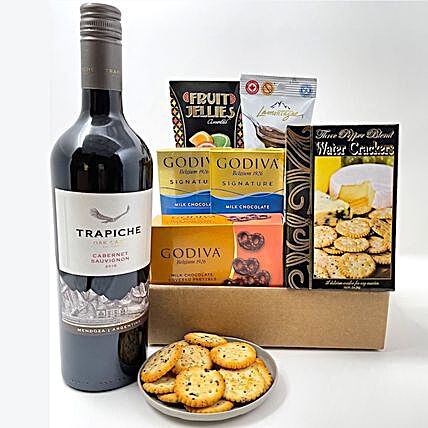 Christmas Appetizing Treats And Red Wine Hamper