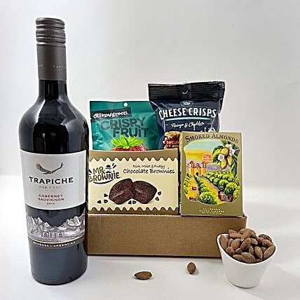 Christmas Delicious Treats And Red Wine Hamper