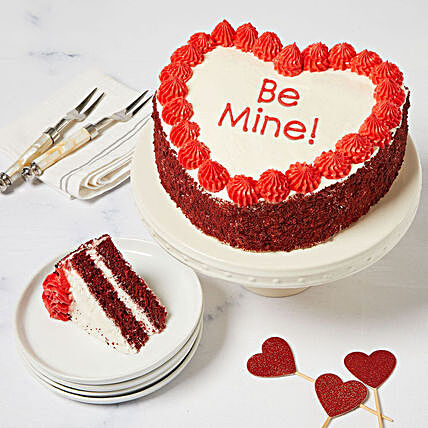 Be Mine Heart Shaped Red Velvet Cake:Valentine's Day Gift Delivery in USA
