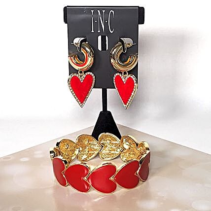 Heart Stretch Bracelet And Earrings With Chocolates