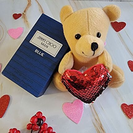 Jimmy Choo Blue For Men And Heart Teddy Combo