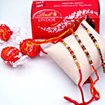 Elegant Rakhi Set with Lindor Milk Truffles Pack