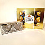 Heart Shaped Diyas & Ferrero Rocher Combo