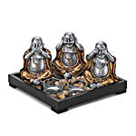 3 No Evil Buddha Statues And Candle Garden