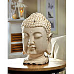 Crackle Glazed White Buddha Head Statue