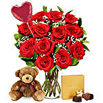 Ultimate Red Roses Bouquet Surprise Combo