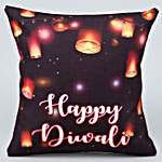 Printed Black Happy Diwali Cushion