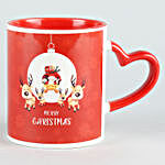 Red Heart Handle Mug With Christmas Tree