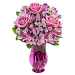 Assorted Flowers Purple Vase Arrangement