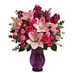 Bedazzled By Roses And Lilies Arrangement