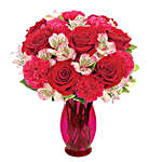 Exotic Mixed Flowers Pink Vase Arrangement