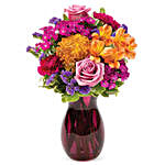 Premium Assorted Flowers Purple Vase Arrangement