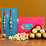Blue Pearl Lumba Rakhi Set And Cashew With Ferrero Rocher