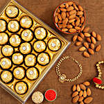 Kundan Bracelet Rakhi And Almonds With Ferrero Rocher