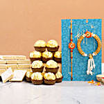 Pearl Lumba Rakhi Set And Kaju Katli With Ferrero Rocher