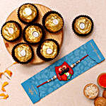 Maroon Owl Kids Rakhi And 3 Pcs Ferrero Rocher