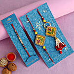 Pearl Kids Rakhi And Rajasthani Embroidered Lumba Rakhi Set