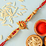 Red Peacock Designer Rakhi With Almonds And Cashew