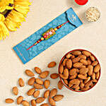 Rectangular Floral Kids Rakhi And Healthy Almonds