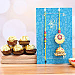 Jhumki Style Pearl Lumba Rakhi Set With 3 Pcs Ferrero Rocher