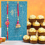 Meenakari Pearl Lumba Rakhi Set With 12 Pcs Ferrero Rocher