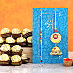 Jhumki Style Pearl Lumba Rakhi Set With 12 Pcs Ferrero Rocher