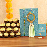 Feather Pearl Designer Lumba Rakhi Set With 12 Pcs Ferrero Rocher