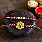 2 Ethnic Pearl Rakhis N Chocolate Combo