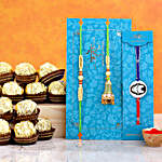 Set Of 3 Designer Rakhis N Chocolate Combo