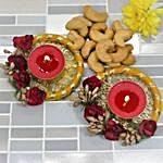 Happy Diwali Flower Diyas And Cashews