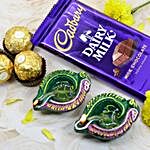 Happy Diwali Handpainted Diyas And Chocolates