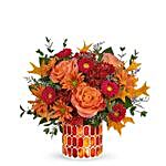 Fiery Autumn Glow Mixed Flowers Vase