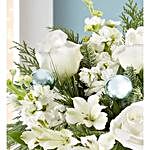 White Roses And Alstroemeria Green Jar