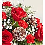 Christmas Special Red Roses And Mini Carnations Canister