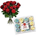 Assorted Cupcakes And Red Roses Bunch