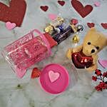 Assorted Chocolates And Cute Teddy V Day Gift