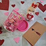 Cute Bunny Soft Toy And Chocolates V Day Gift