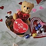 Happy Heart Day Truffles With Teddy And Alcohol Hamper