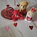 V Day Chocolates And Cute Soft Toys Hamper