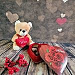 Valentines Special Cute Teddy And Assorted Truffles