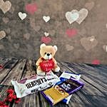 Valentines Special Cute Teddy And Chocolates Combo