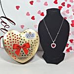 Heart Pendant Necklace And Chocolates Gift