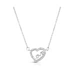 Love In Heart Necklace And Silver Tone Earrings